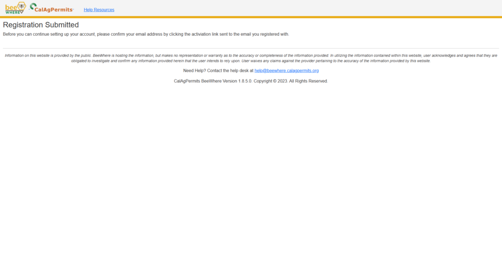 BeeWhere registration page screenshot